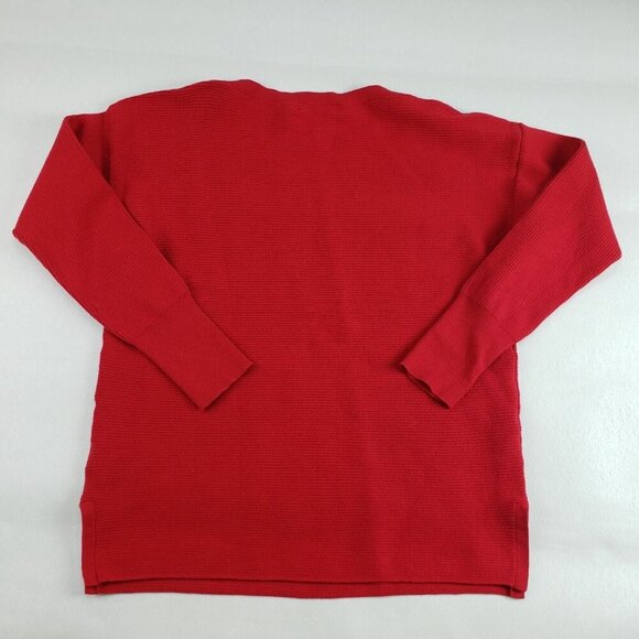 Lauren Ralph Lauren Button Sweater Womens Medium Red Long Sleeve Cotton Pullover - Picture 6 of 9